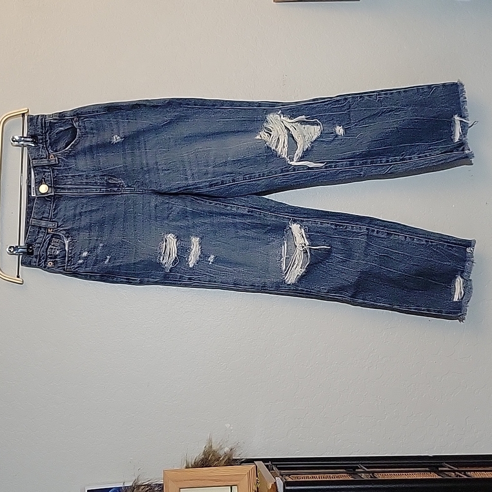 GARAGE JEANS Vintage Straight Distressed Raw Hem Crop Jean 01/25 - Picture 3 of 9